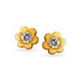 Adorable 22 Karat Gold And Diamond Floral Stud Earrings 