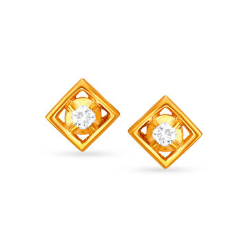 Dainty 22 Karat Gold And Diamond Stud Earrings