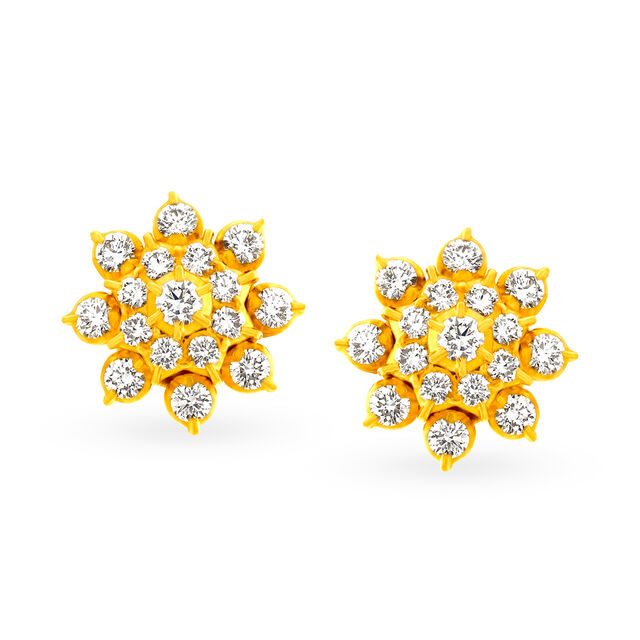 Gleaming Diamond Snowflake Nakshatra Stud Earrings 
