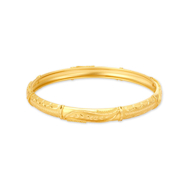 Traditional Yellow Gold Etched Bangles,,hi-res 2
