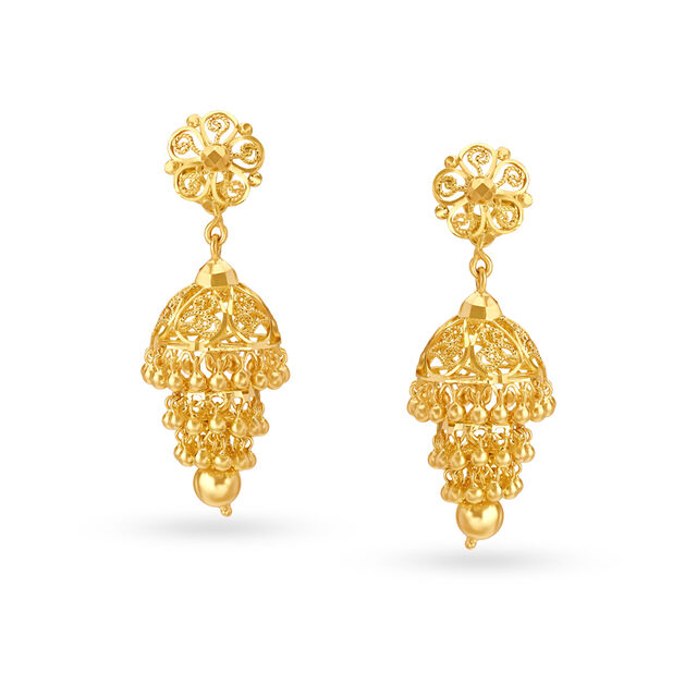 Ornate Floral Jhumkas,,hi-res 