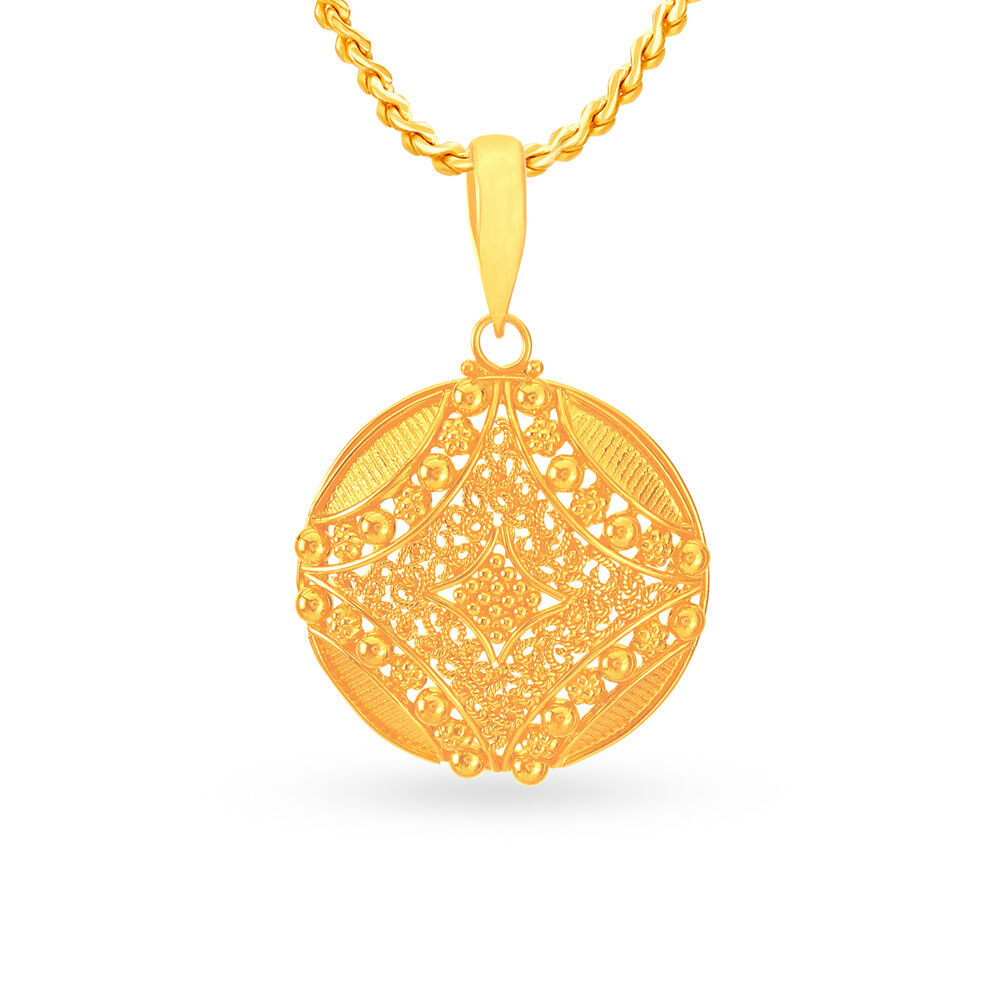 Circular gold pendant top