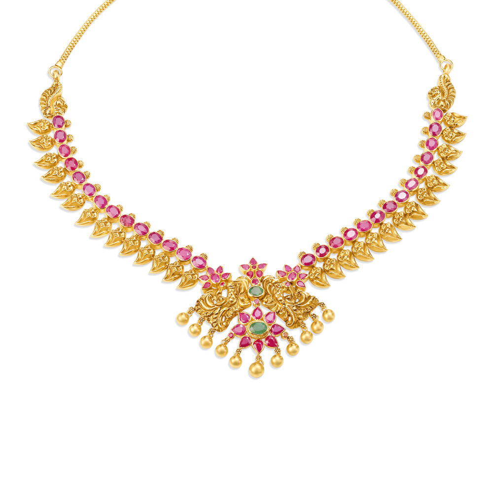 Buy Mridula Emerald and Ruby Necklace at Best Price Tanishq UAE