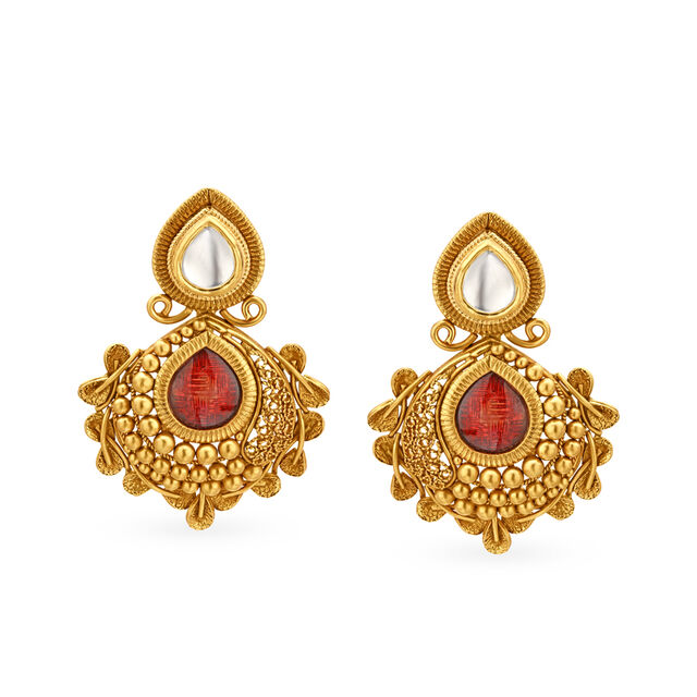 Tanishq Gold Pendant and Earrings Set,,hi-res 3