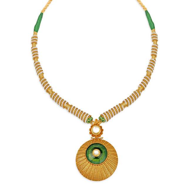Tanishq Gold Pendant and Earrings Set,,hi-res