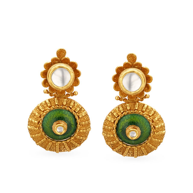 Tanishq Gold Pendant and Earrings Set,,hi-res