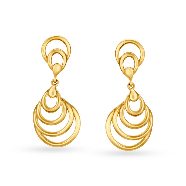 Beautiful 22 Karat Yellow Gold Patterned Teardrop Drop Earrings,,hi-res 