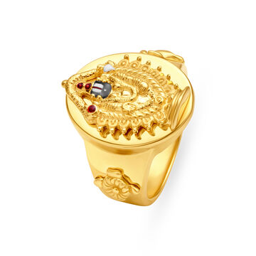 Auspicious Yellow Gold Lord Balaji Finger Ring