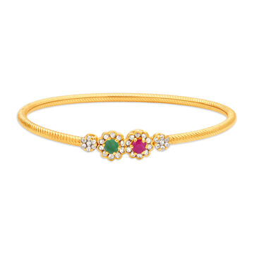 Charming Floral Emerald and Ruby Bangle