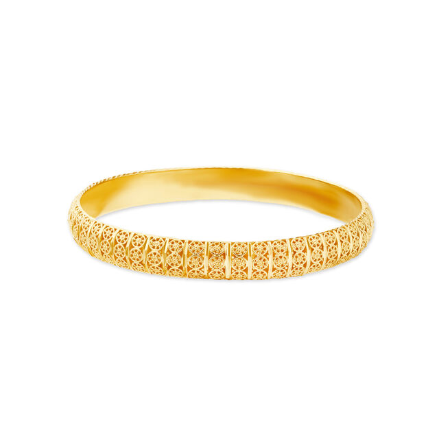 Empyrean Yellow Gold Carved Wheel Bangles 