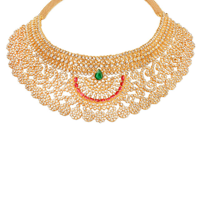 Surreal Gold and Assorted Stones Necklace Set Perfect for Any Bride,,hi-res