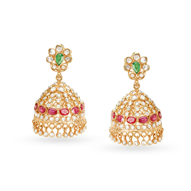Surreal Gold and Assorted Stones Necklace Set Perfect for Any Bride,,hi-res