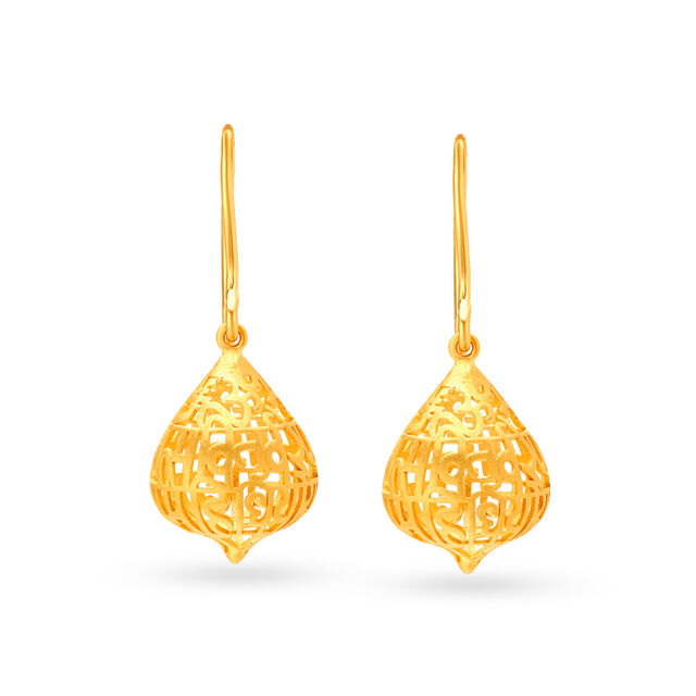Exquisite 22 Karat Yellow Gold Typographic Drops 
