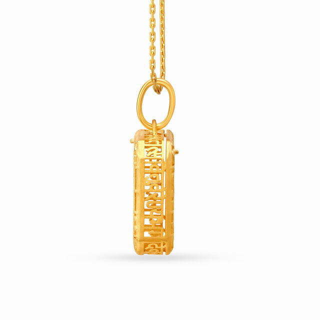 Auspicious Gayatri Mantra Gold Prayer Pendant 2