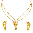 Sparkling Yellow Gold Bouquet Necklace and Earrings Set 