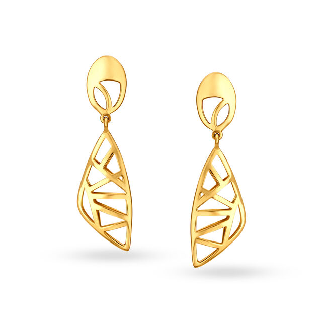 Contemporary Triangle Pattern Gold Drop Earrings,,hi-res 