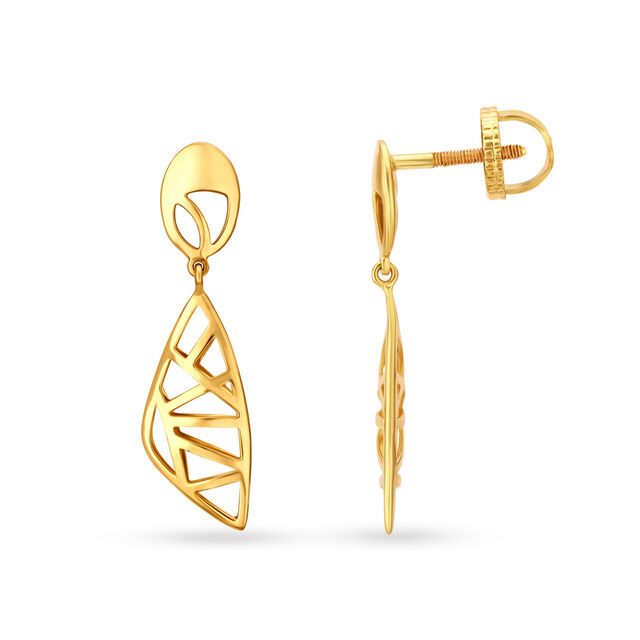 Contemporary Triangle Pattern Gold Drop Earrings,,hi-res 2