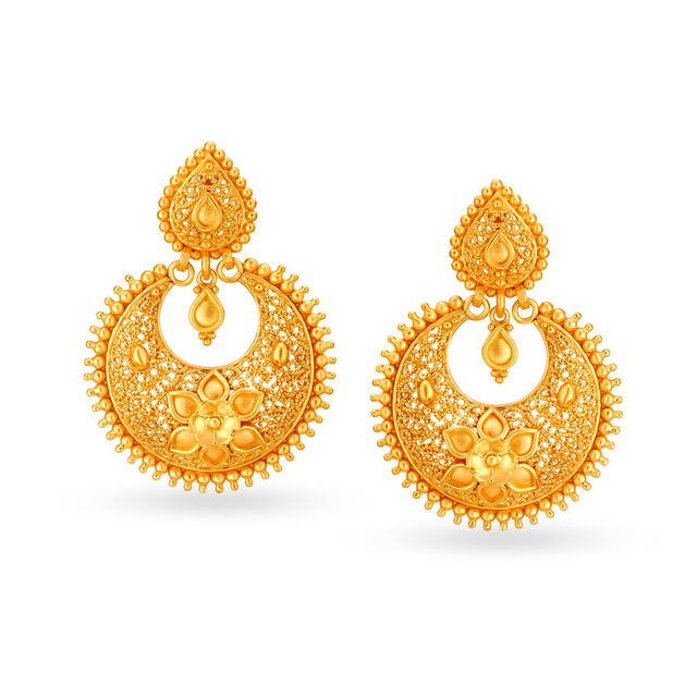 Splendent 22 Karat Yellow Gold Beaded Earrings,,hi-res 