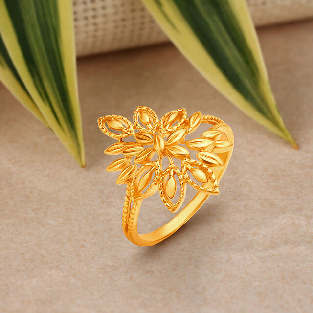 Flower Ring Tanishq Gold Ring For Girl With Price Gold Flower Ring