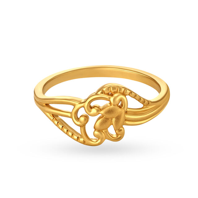 Charming 22 Karat Yellow Gold Floral Ring,,hi-res