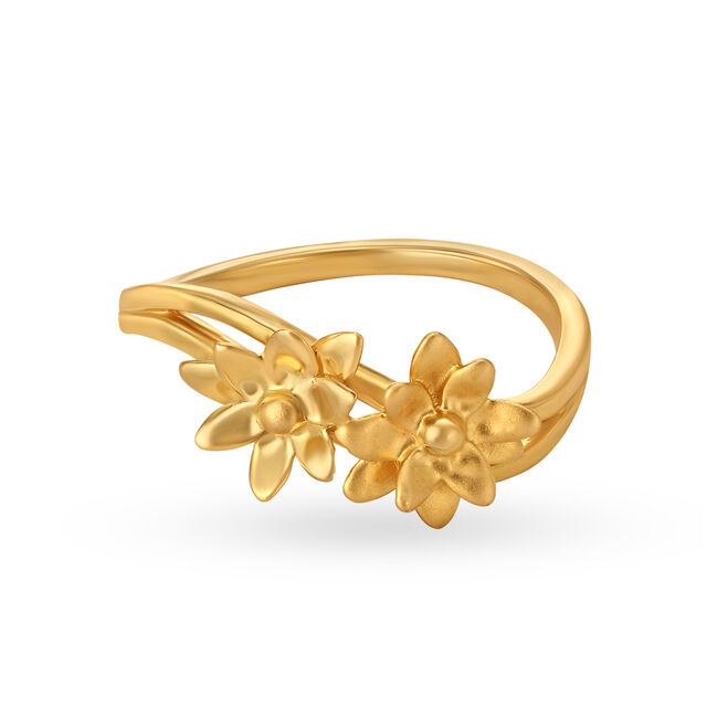 Beautiful 22 Karat Yellow Gold Lotus Ring,,hi-res