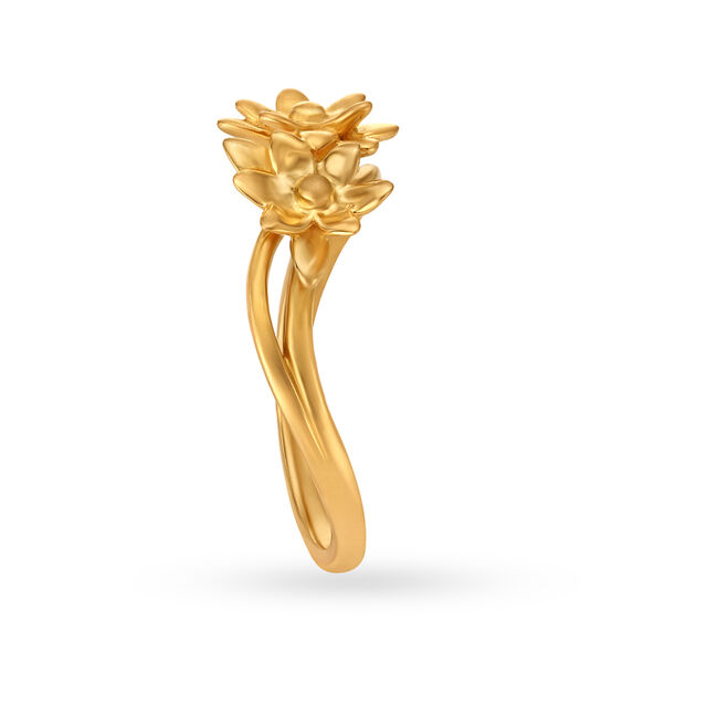 Beautiful 22 Karat Yellow Gold Lotus Ring,,hi-res
