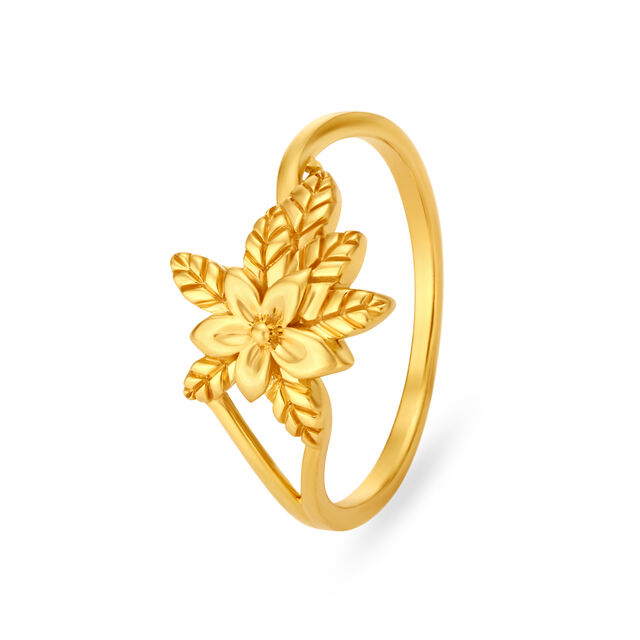 Spectacular Yellow Gold Poinsettia Finger Ring,,hi-res 