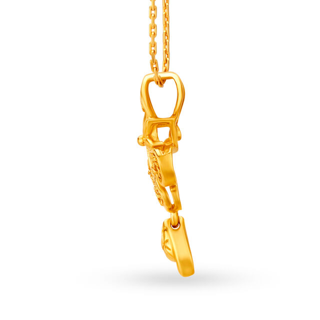 Intricate Floral Pattern Gold Pendant,,hi-res