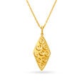 Tasteful Spiral Carved Gold Pendant 