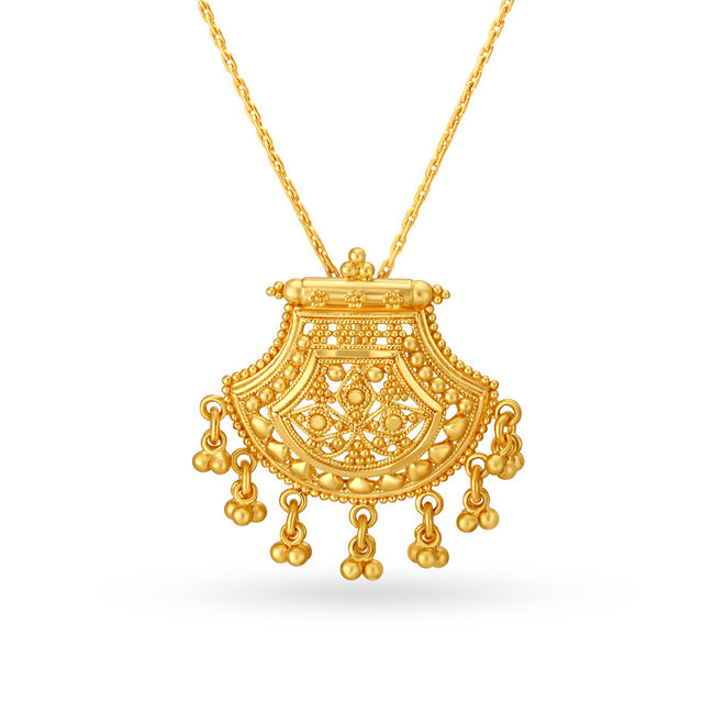 Jali Work Heart Motif Single Hook Gold Pendant,,hi-res 2