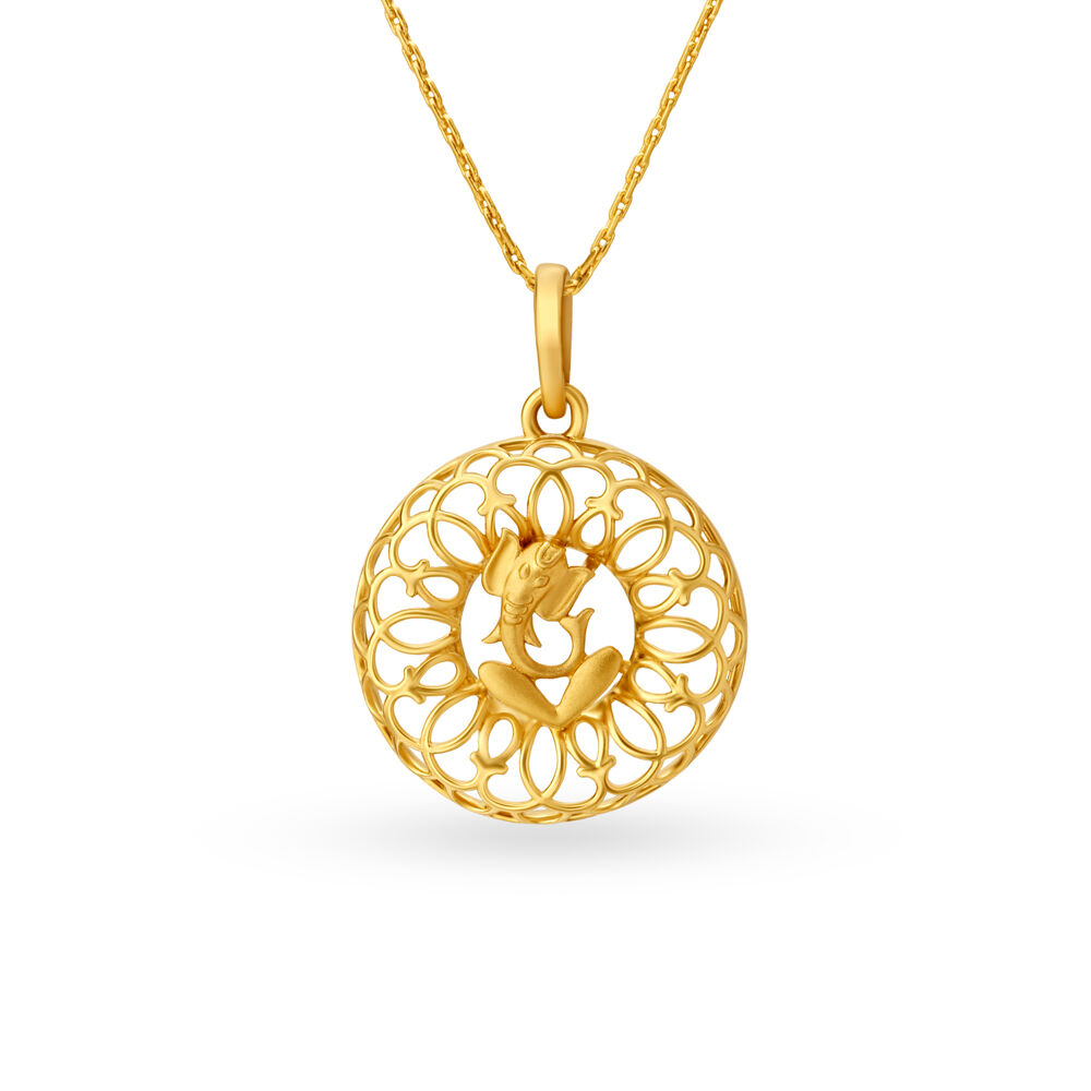 Buy Celestial Yellow Gold Lord Ganesha Pendant at Best Price Tanishq US