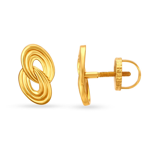 Contemporary Oval Rings Gold Stud Earrings 2