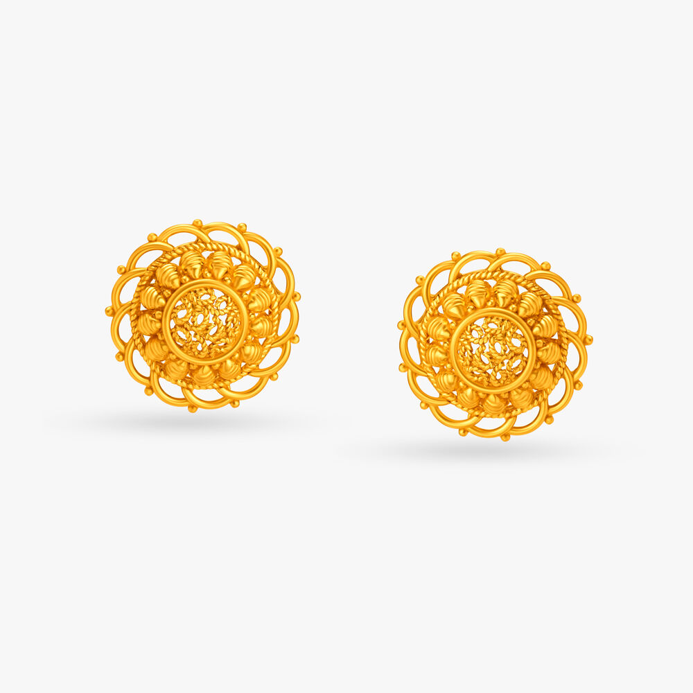 Buy Round Traditional Gold Stud Earrings at Best Price Tanishq US