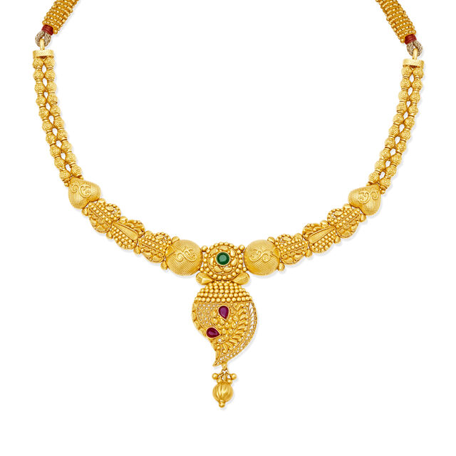 Textured Paisley Gold Necklace Set 2