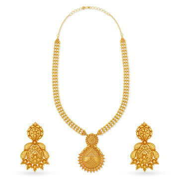 Heavenly Rawa Work Floral Gold Necklace Set