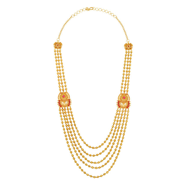 Opulent Gold Haaram With Coloured Stones 