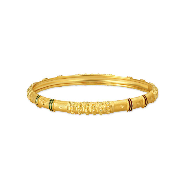 Carved Gold Bangle with Enamel 2