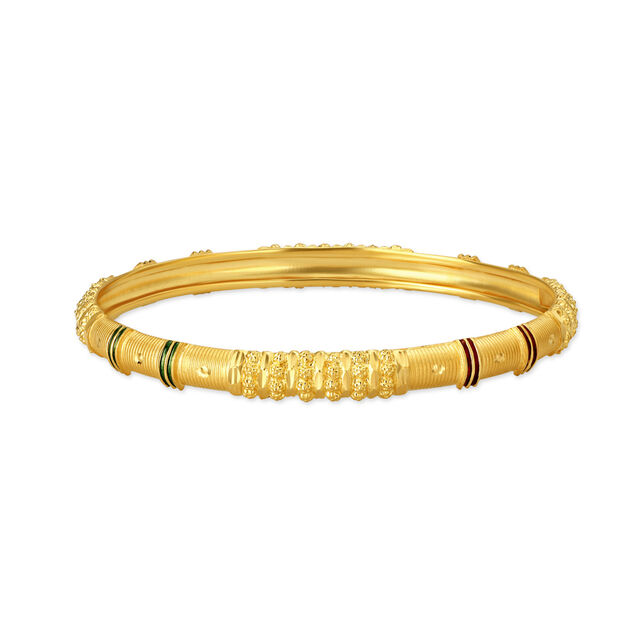 Carved Gold Bangle with Enamel 2