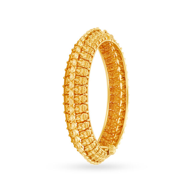 Ornate Rawa Work Gold Bangle 2