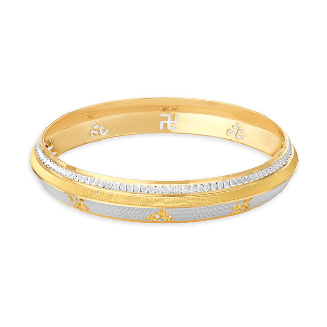 Auspicious Yellow Gold Carved Sigil Bangle 