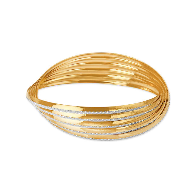 Mesmerizing Yellow Gold Staggered Twist Bangle,,hi-res 