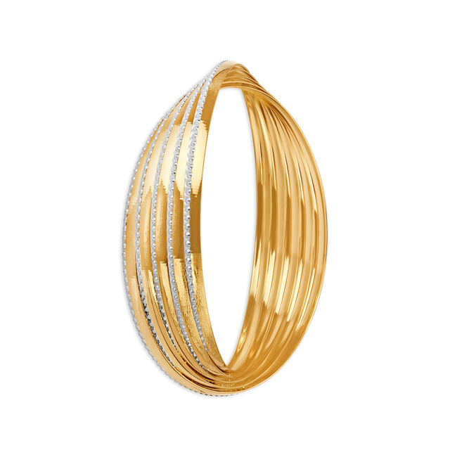 Mesmerizing Yellow Gold Staggered Twist Bangle,,hi-res 2