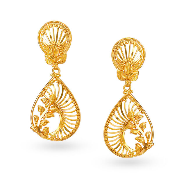 Elaborate 22 Karat Yellow Gold Teardrop Drop Earrings,,hi-res 
