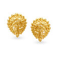 Sublime Leafy Gold Rava Work Fancy Stud Earrings 
