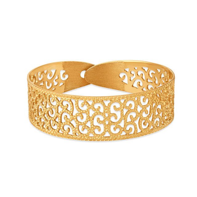 Ethereal Yellow Gold Lattice Cuff Bangle,,hi-res 