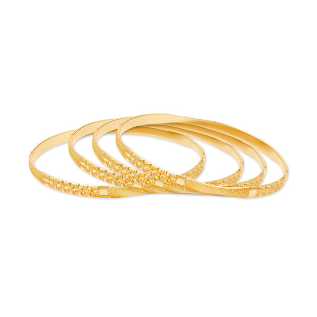 Opulent Yellow Gold Textured Bangles,,hi-res 