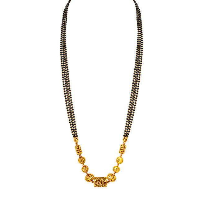 Whimsical 22 Karat Yellow Gold Beaded Cylinder Mangalsutra 2