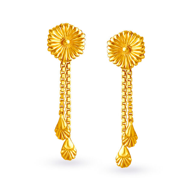 Contemporary Floral Gold Drop Earrings,,hi-res 