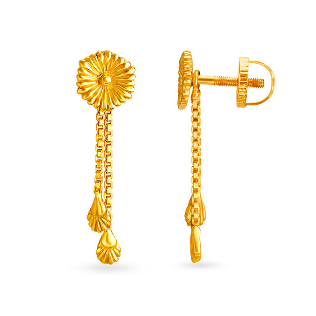 Contemporary Floral Gold Drop Earrings,,hi-res 2