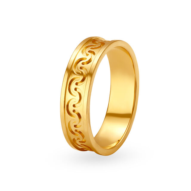Hypnotic 22 Karat Yellow Gold Carved Finger Ring,,hi-res